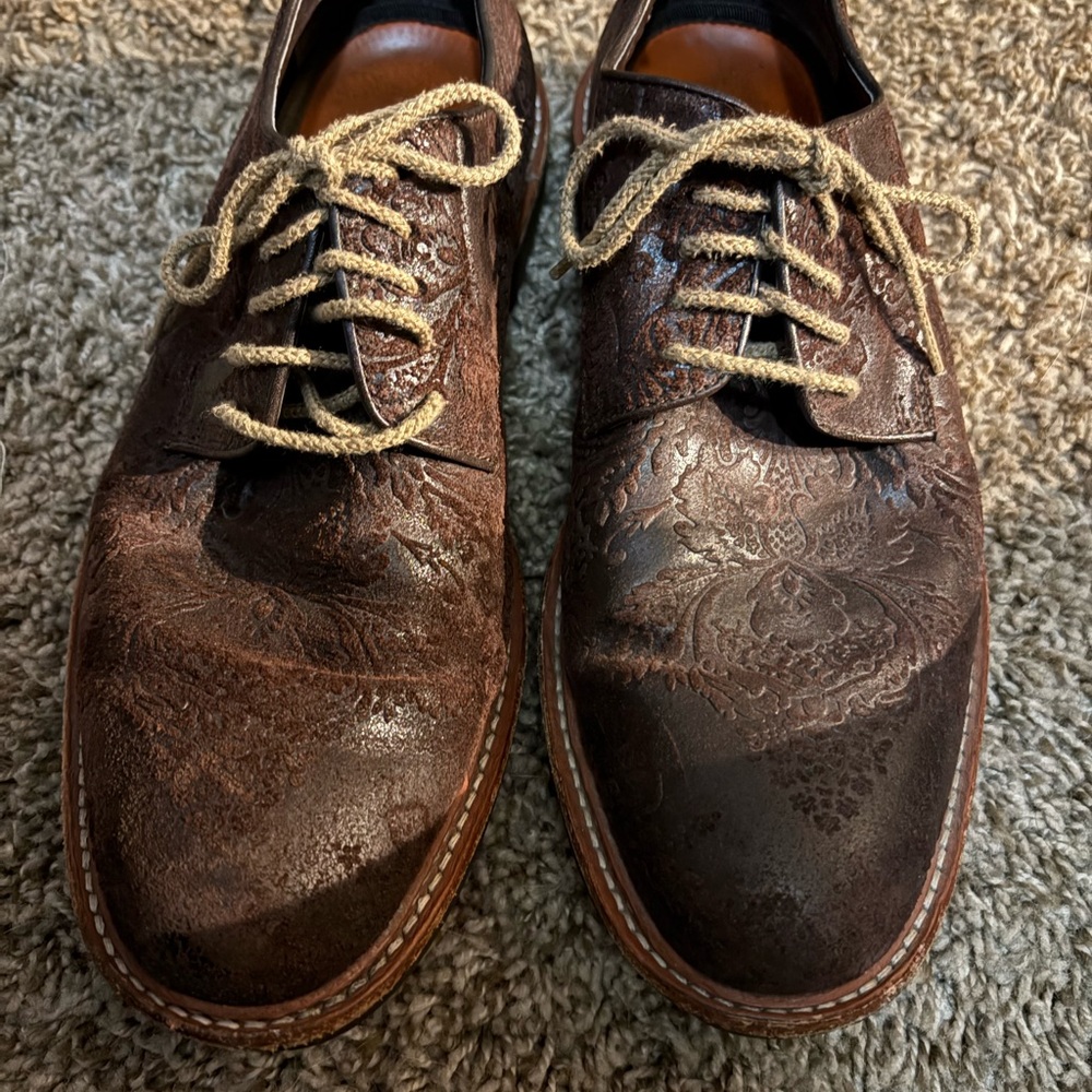 Talia Embossed Dark Brown Oxfords